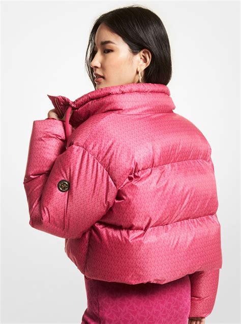 Cropped Logo Quilted Puffer Jacket .